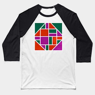 Inverted Purple Green Orange Geometric Abstract Acrylic Painting II Baseball T-Shirt